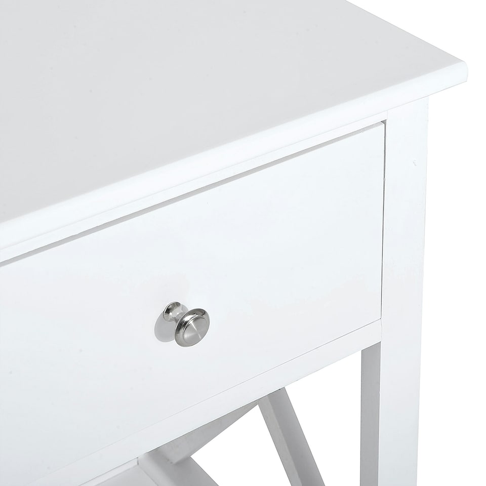 image 1 of HOMCOM 55cm End Side Table w/ Drawer Shelf Home Storage Furniture White
