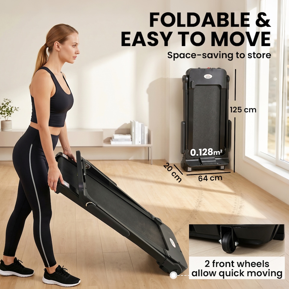 image 1 of HOMCOM 1.85HP Foldable Electric Treadmill Fitness Safety Lock LED Screen Black