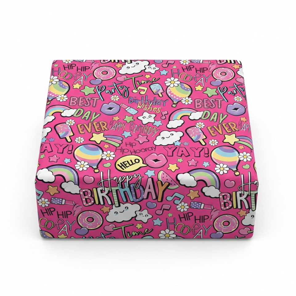 image 1 of Best Day Ever Birthday Hot Pink Gift Wrapping Paper Roll 3m