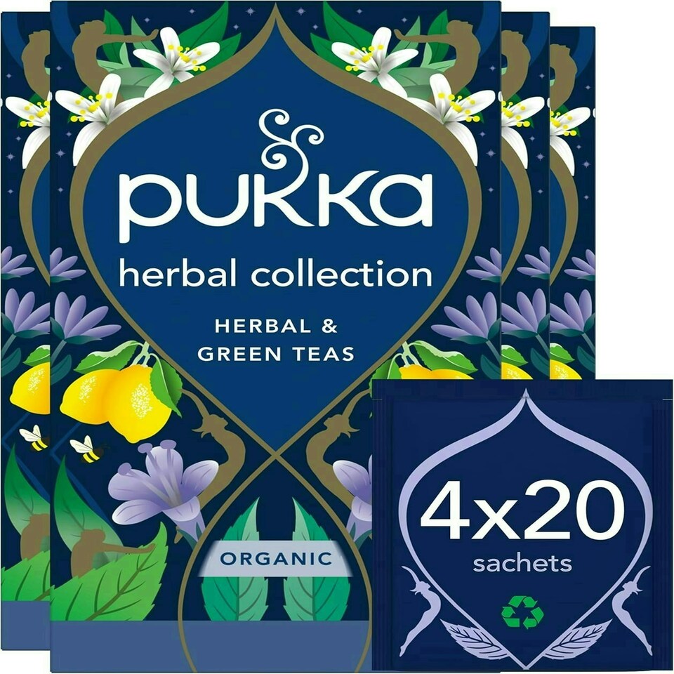 image 1 of Pukka Herbs Organic Herbal Tea, Herbal Collection, 4 Packs, 80 Teabags 4