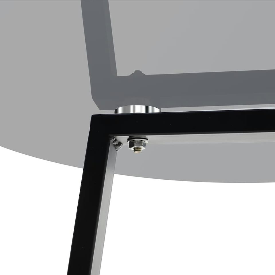 image 1 of Living and Home Modern Round Dining Table with Tempered Glass Top, Black