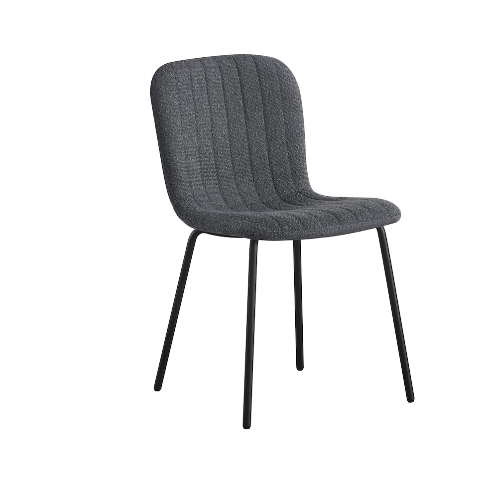 image 1 of Set of 6 Teddy Faux Fur Stitched Design Dining Chairs Dark Grey Bella by MCC