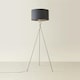 image 3 of ValueLights Camden Brushed Chrome Tripod Floor Lamp Charcoal Shade & Bulb | Grey