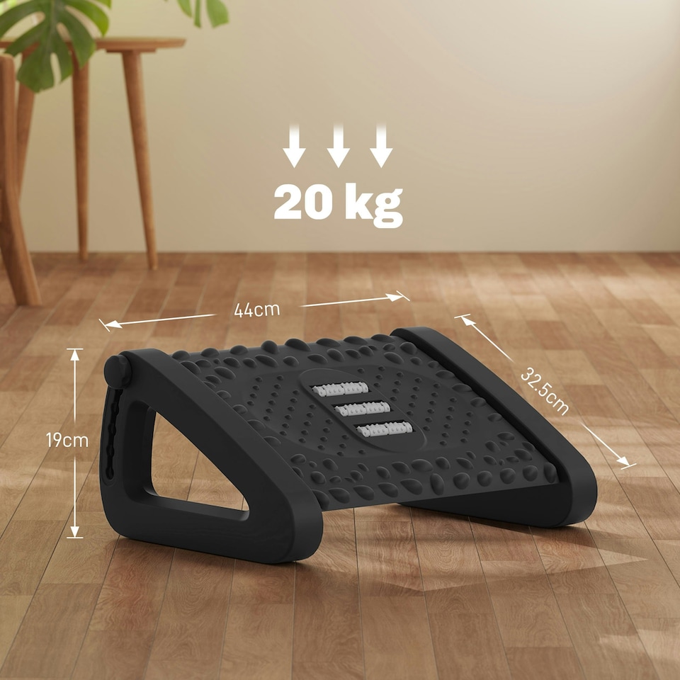 image 1 of HOMCOM Non-Slip Foot Rest Under Desk Office Footrest with Adjustable Height 