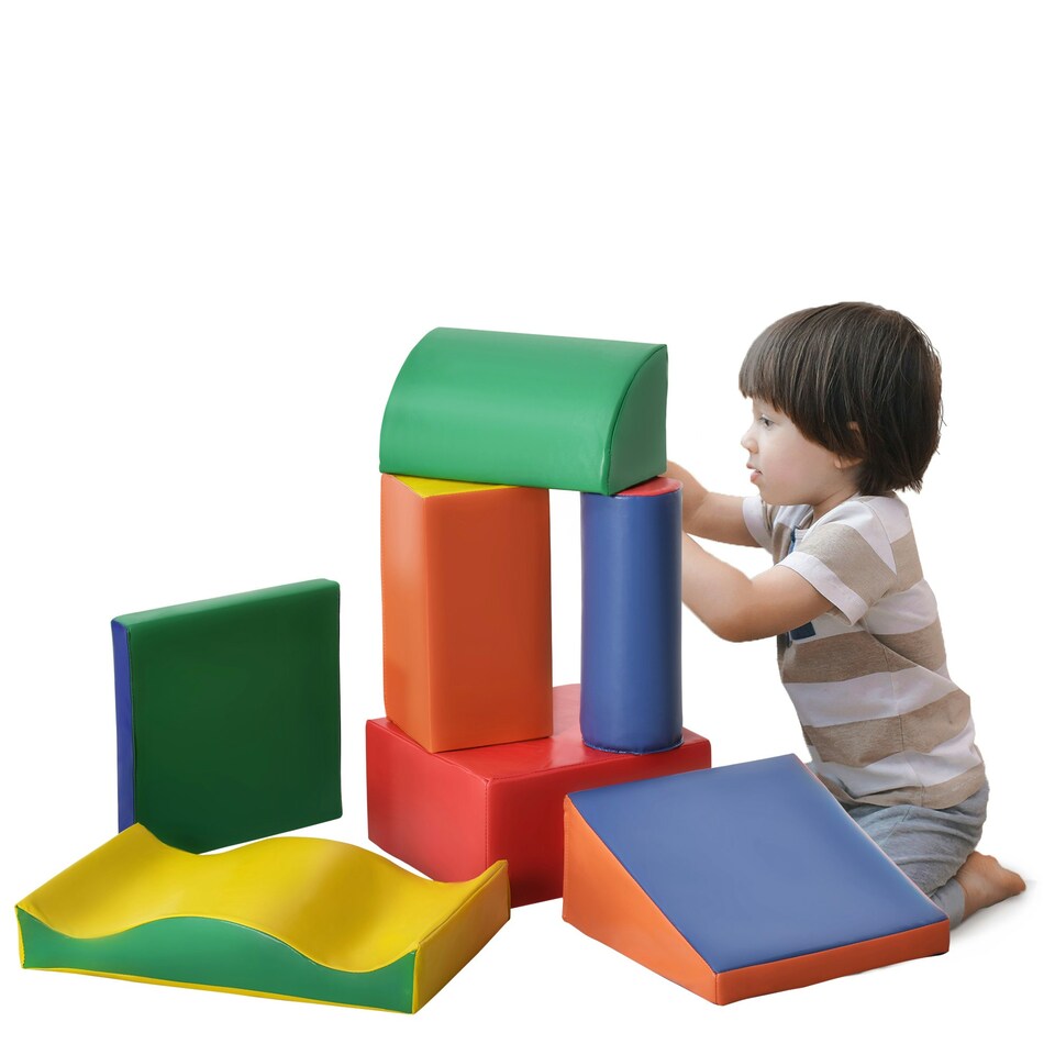 image 1 of HOMCOM 7 Pcs Kids Soft Foam Puzzle Play Blocks Set Learning Toddler Activity
