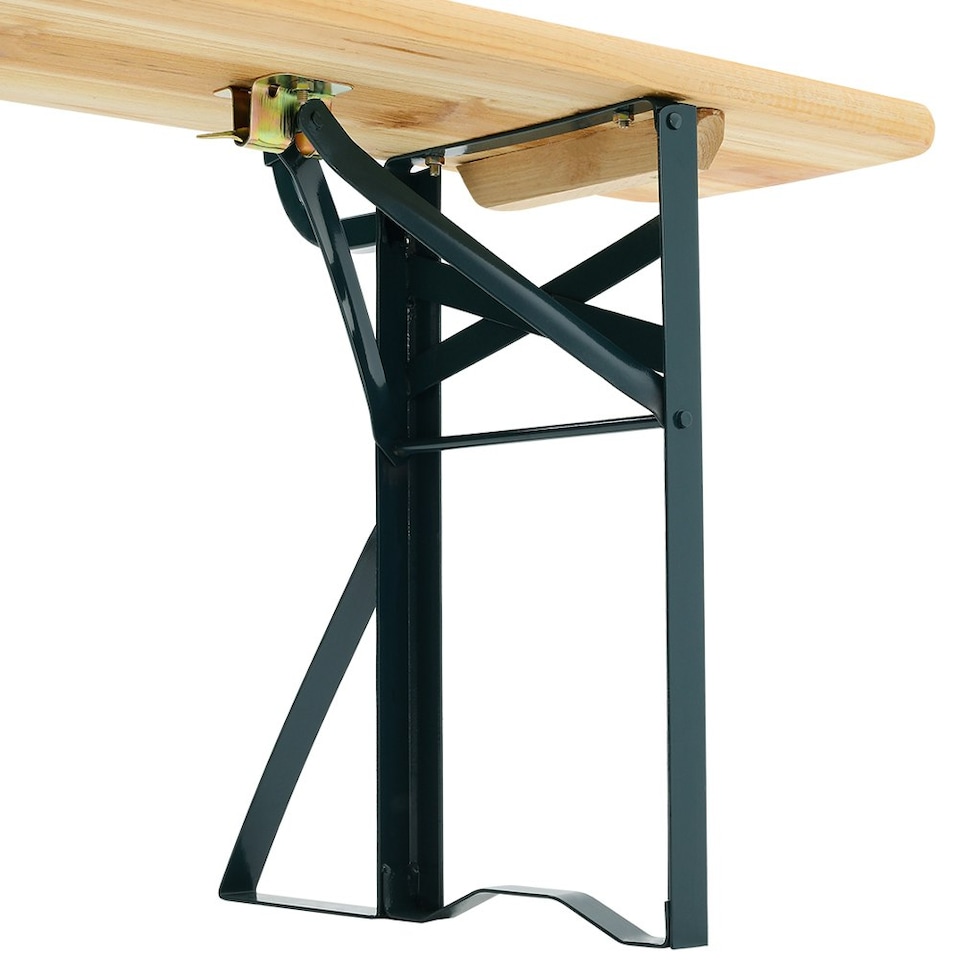 image 1 of Living and Home Foldable Wooden Height Adjustable Garden Dining Table Set - Green Frame & Natural Table Finish Brown