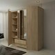 image 3 of Stylish 171cm Hinged Wardrobe with Double Mirrors, 2 Drawers & Large Hanging Space Brown | Oak171cm