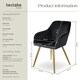 image 6 of Chair Marilyn - with armrests, padded, velvet look, golden steel legs - Set of 6 Black | Black/Gold
