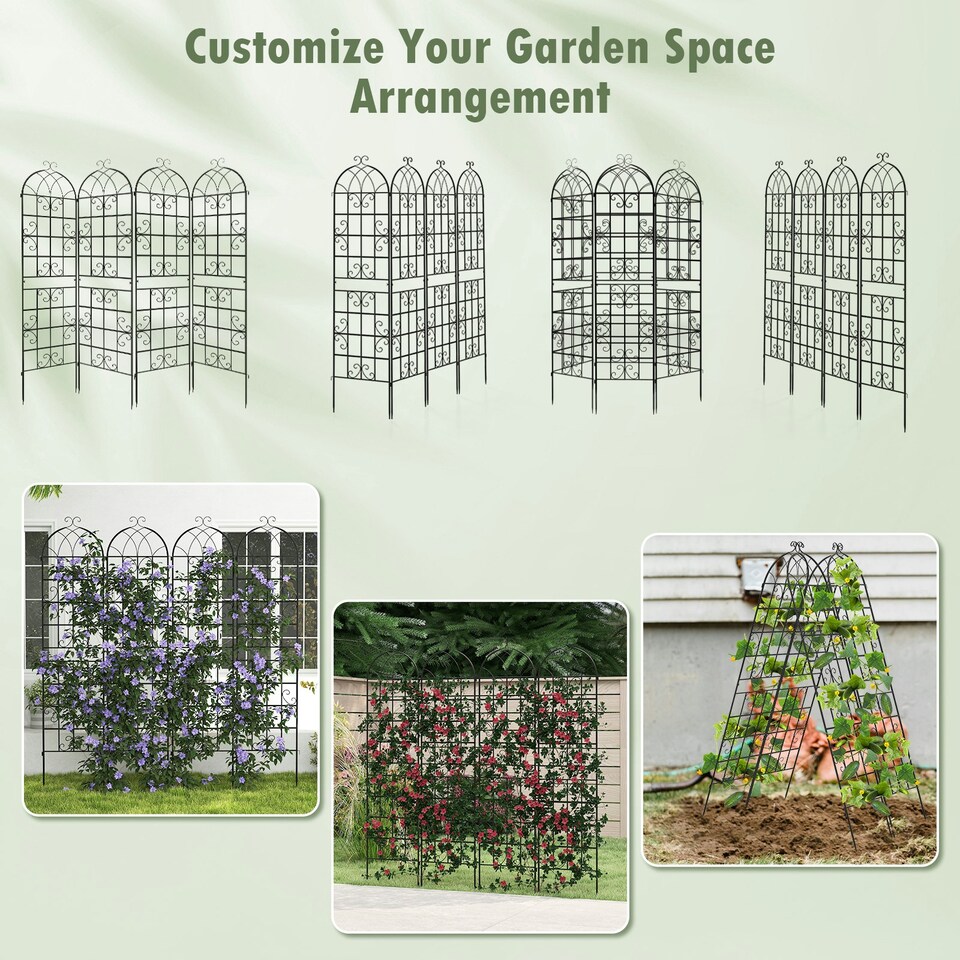 image 1 of COSTWAY 2 Pack Garden Trellis Metal Trellis for Climbing Plants