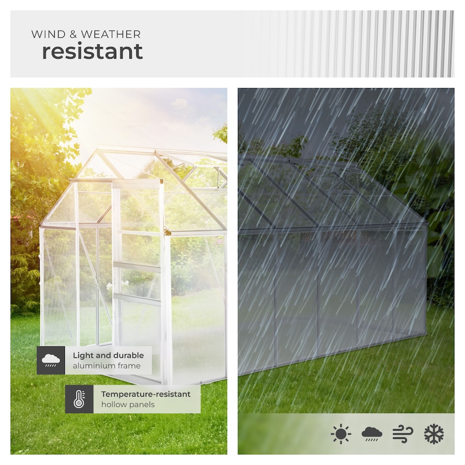 image 1 of Aluminium greenhouse, UV-resistant, 185x375x195cm