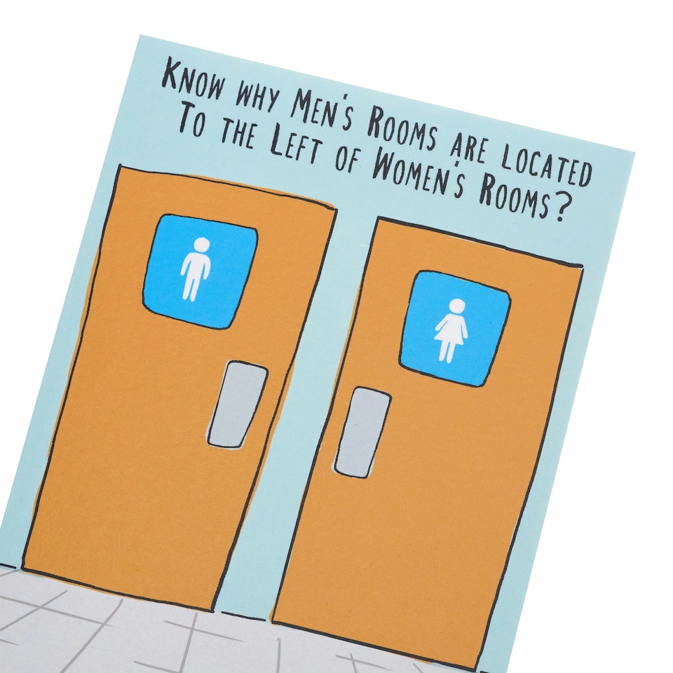 image 1 of Humour Birthday Card - Why Men's Rooms are located to the left