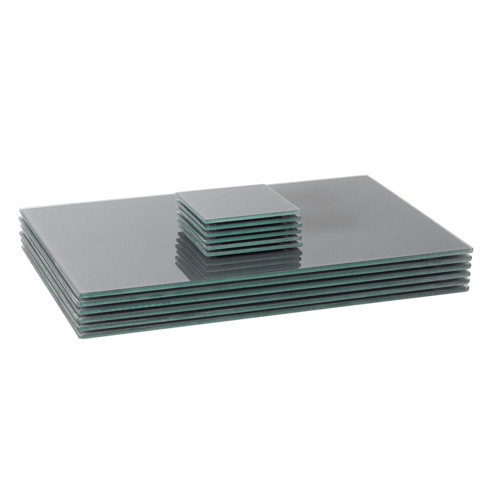 image 1 of Harbour Housewares Grey Glass Dining Set - 40 x 30cm - 12 Piece Placemats & Coasters Grey