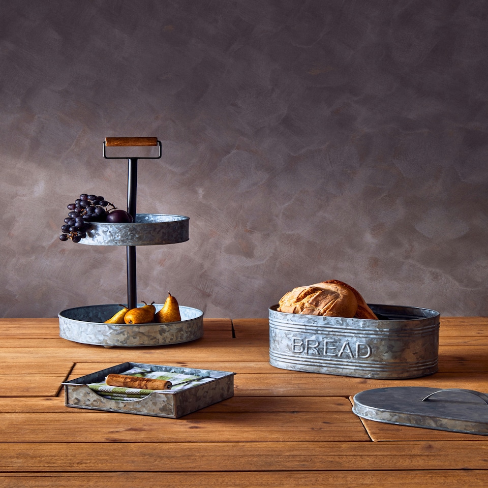image 1 of Drummond Galvanised Steel Bread Bin Silver