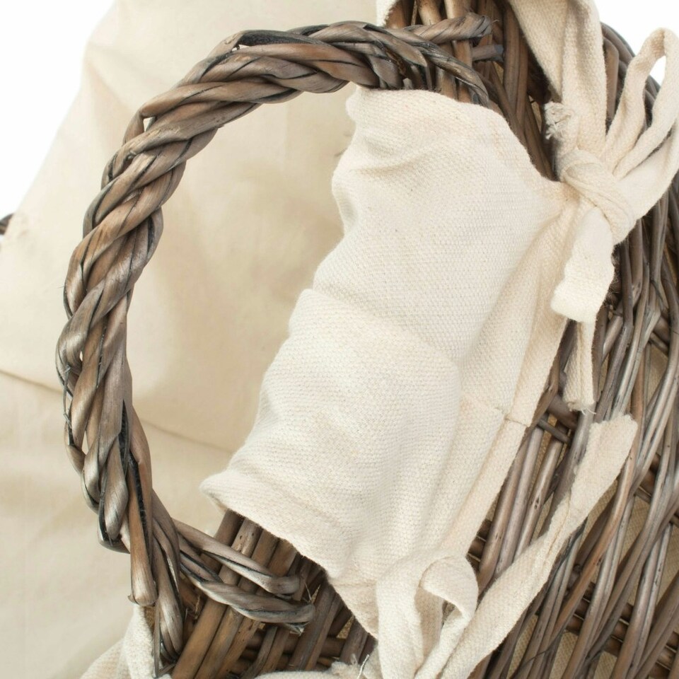 image 1 of Antique Wash Lined Laundry Basket | Grey | Grey