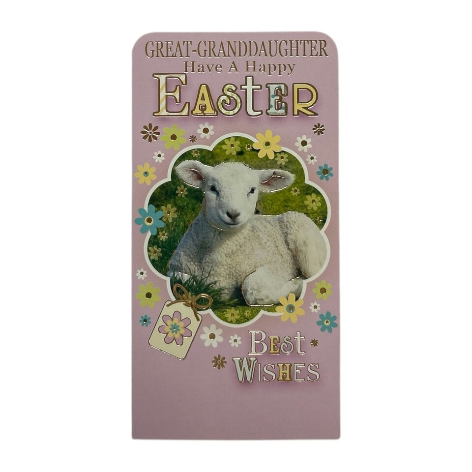 image 1 of To Great Granddaughter Cute Lamb Easter Money Wallet Card