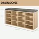 image 5 of Industrial Shoe Storage Bench With Cushion Seat With 14 Compartments Brown