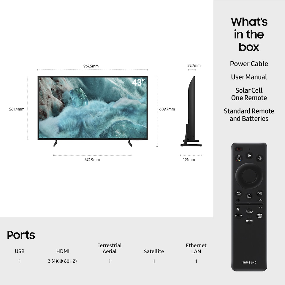 image 1 of Samsung Q7F QE43Q7FAAUXXU TV 109.2 cm (43") 4K Ultra HD Smart TV Wi-Fi Black | Black | Black