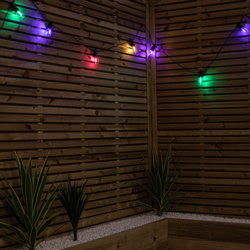 image 1 of Set of 20 Indoor Outdoor Connectable Vintage Festoon Lights with Multi-Coloured LEDs