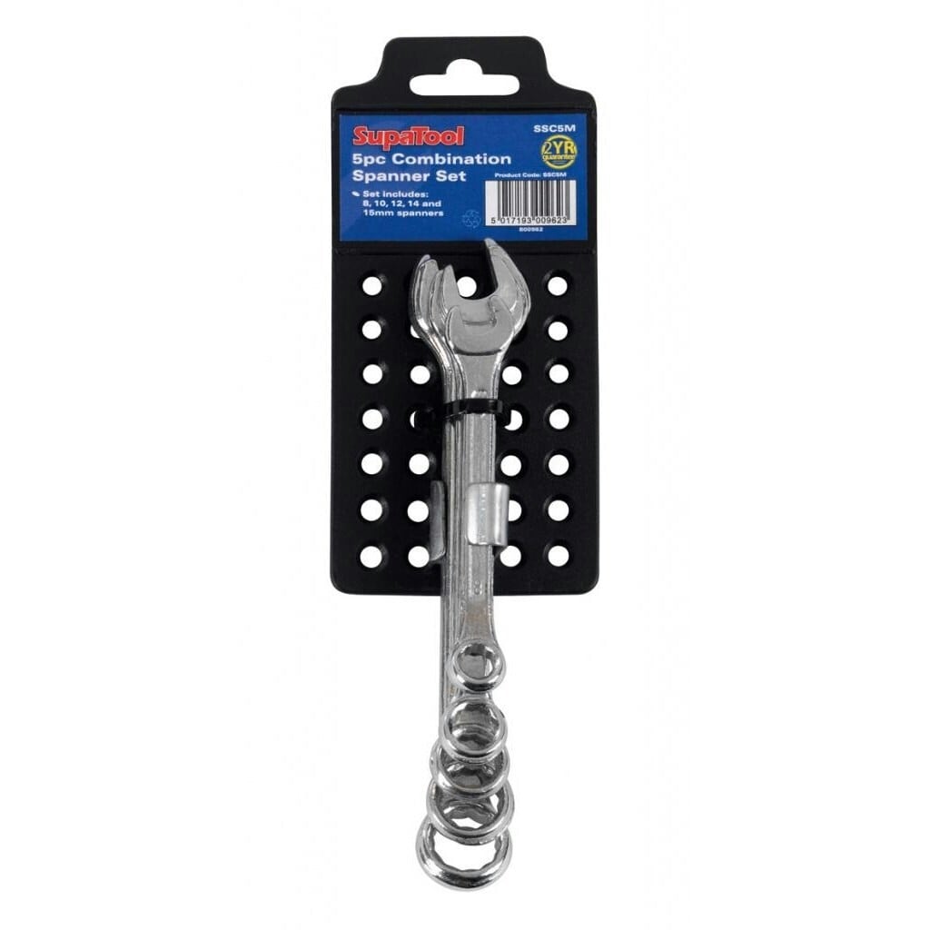 SupaTool Combination Metric Spanner Set (5 Piece Set) - Silver - One Size