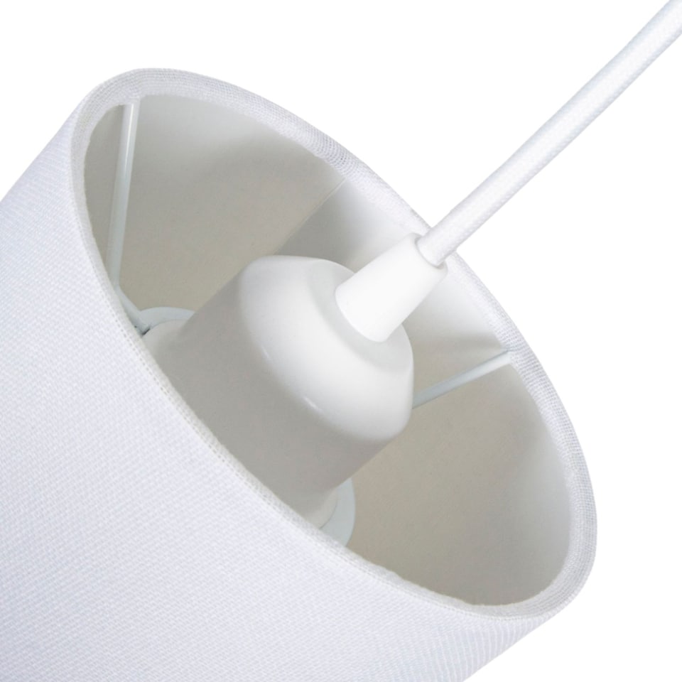 image 1 of Contemporary and Stylish White Linen Fabric Tall Cylindrical 25cm Lampshade | White | White | 1
