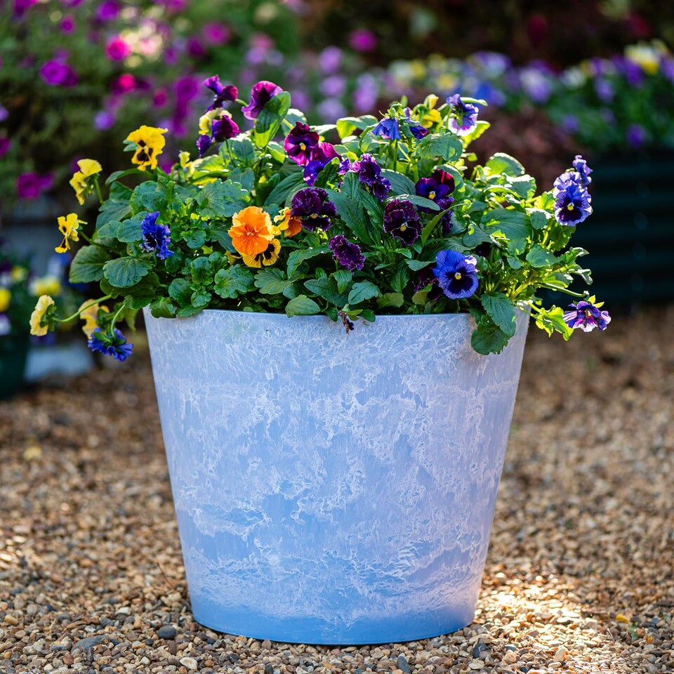 image 1 of Caesar Planter Marble Effect Sky Blue 3 Pcs | Blue | 3
