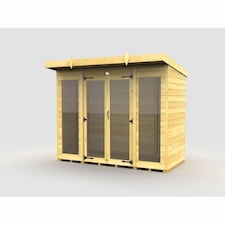 8ft x 4ft Pent Summer House (Full Height Window) - Wood - L118 x W243 x H201 cm Brown