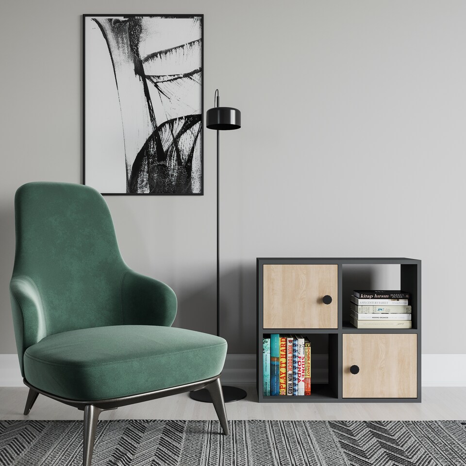 image 1 of Decorotika Tuttle 2-tier and 2 Cabinets Bookcase