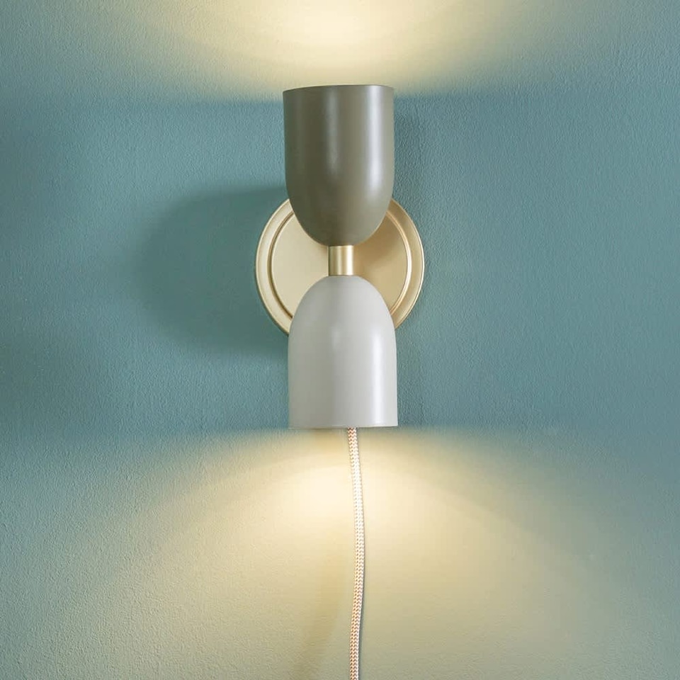 image 1 of ValueLights Tate Plug in Gold Up & Down Wall Light | Multi