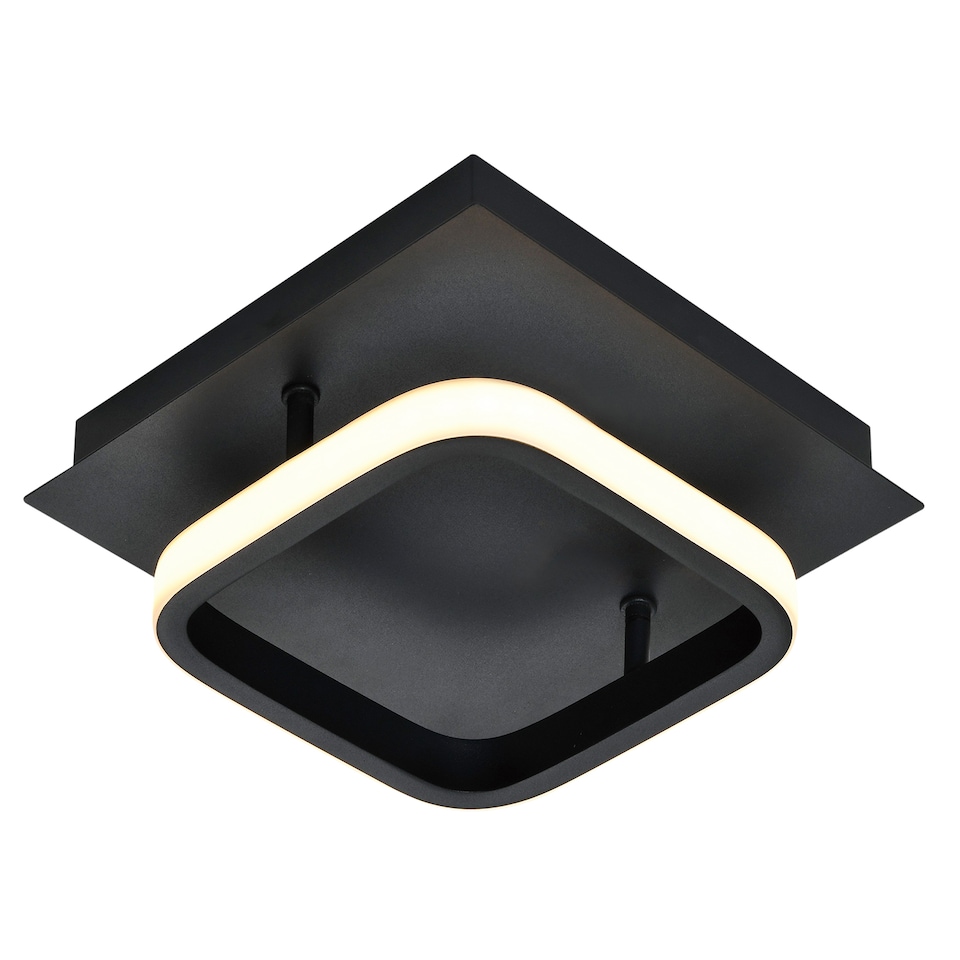 image 1 of Matt Black 3000K Square LED Ceiling Strip Light Fitting | Black