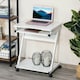image 6 of HOMCOM Movable Computer Desk with 4 Moving Wheels Sliding Keyboard Tray White