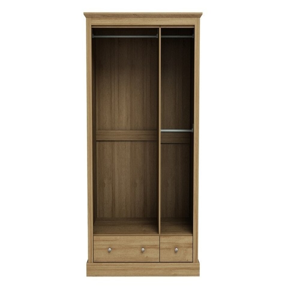 image 1 of Devon 3 Door 2 Drawer Wardrobe - Particle Board - L56 x W112.9 x H181.5 cm - Oak Brown