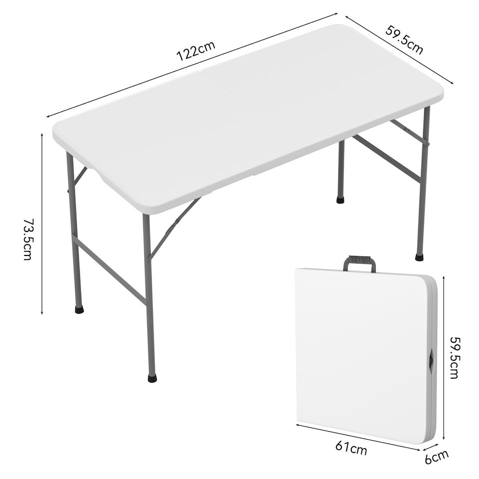 image 1 of 4ft Folding Table heavy duty Outdoor and Indoor use Garden Camping Event Table  White | White | White