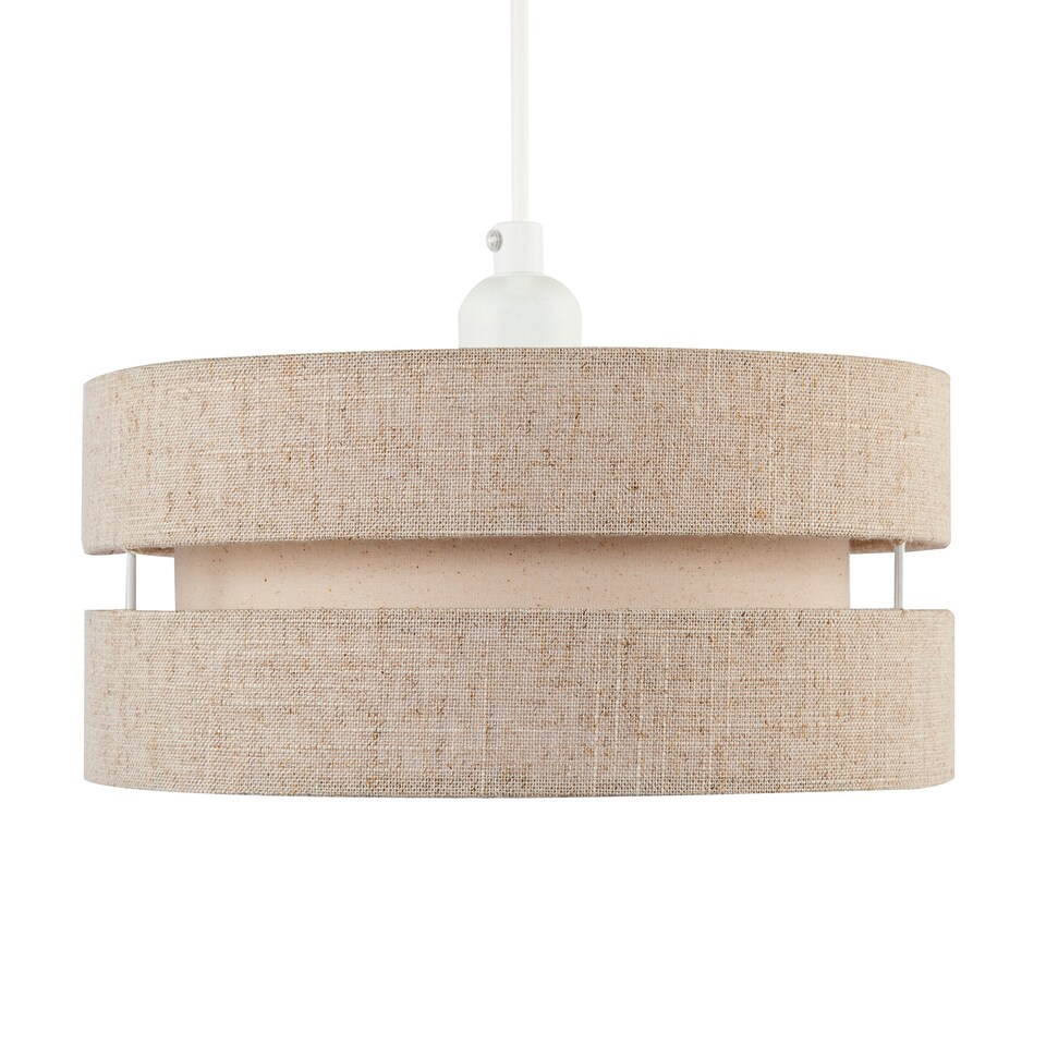 image 1 of Modern Natural Textured Oatmeal Linen Triple Tier Pendant Light Shade
