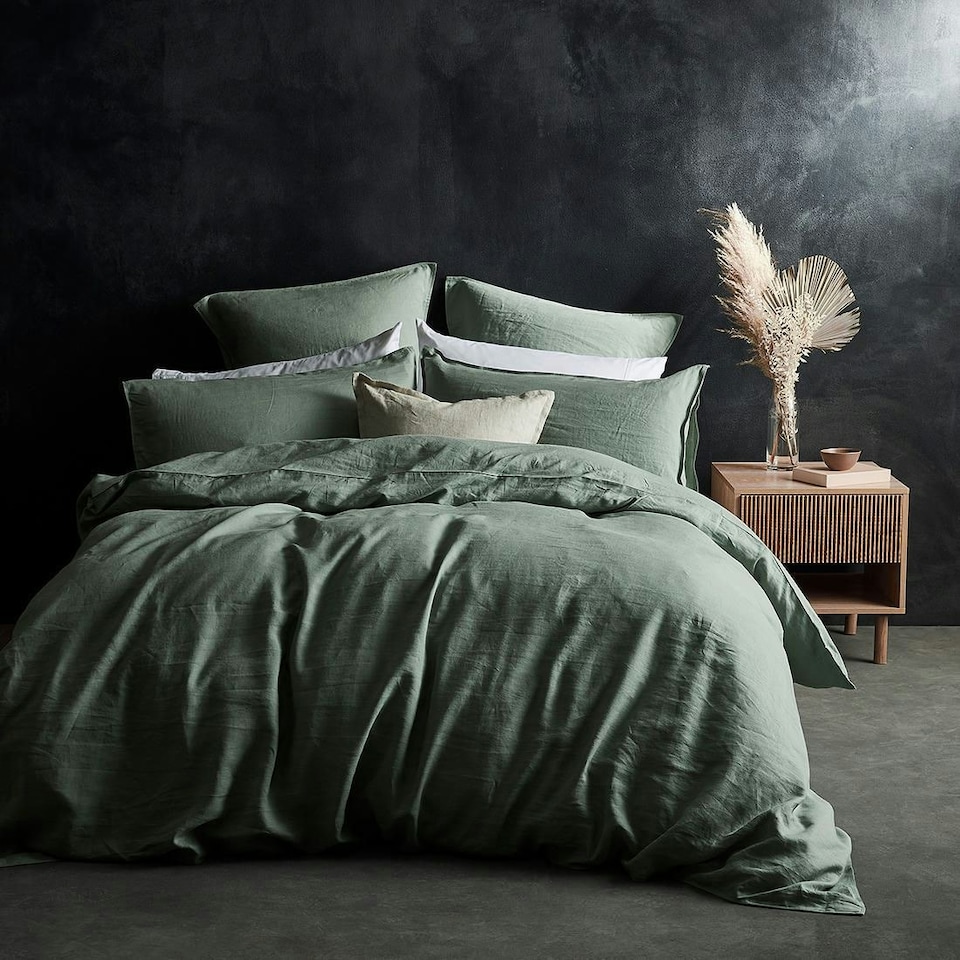 image 1 of Martex Linen Duvet Cover Green - Single