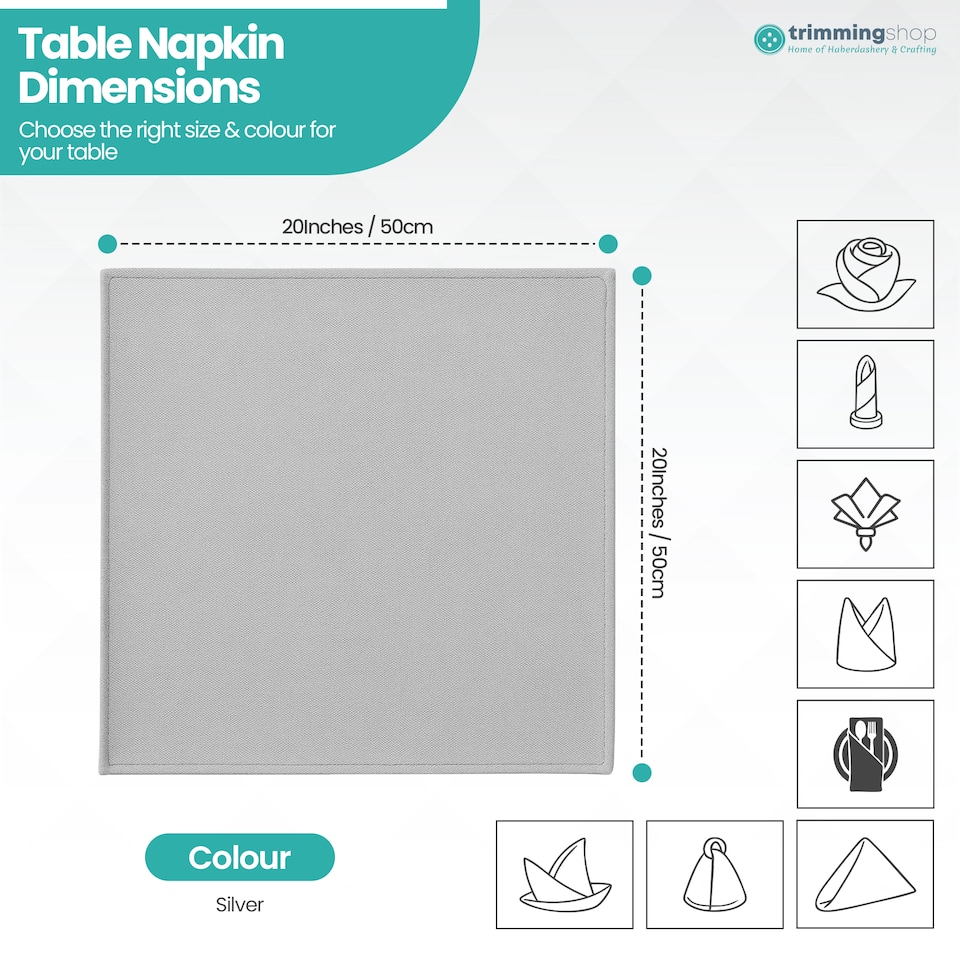 image 1 of 1pc Polyester Table Napkins, Wrinkle-Resistant Cloth Napkin - 20 Inch