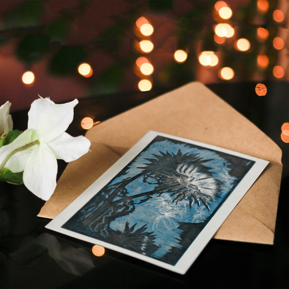 image 1 of Reijer Stolk Art Card Artichoke Flower Abstract Floral Painting