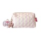 image 1 of Vintage Cosmetic Company Pink Stripe Quilted Make-Up Bag