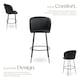 image 3 of Bar Stool Luana - with backrest, velvet look and padded - Set of 6 Black