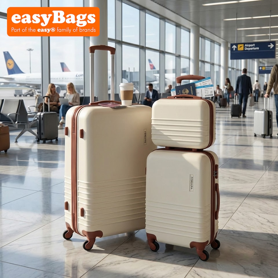 image 1 of Fergana 4 Piece ABS Hard Shell Luggage Set Lightweight Spinner Suitcases TSA Lock Beige