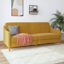 Jasper coil 3-seater Sofa Bed in mustard fabric Yellow | MUSTARD