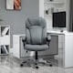 image 2 of Vinsetto Office Chair, Linen Fabric Desk Chair, Height Adjustable Computer Chair with Padded Armrests, Swivel Wheels and Tilt Function, Grey