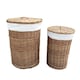 image 1 of Set of 2 Light Steamed Round Laundry Baskets with White Lining | White | White