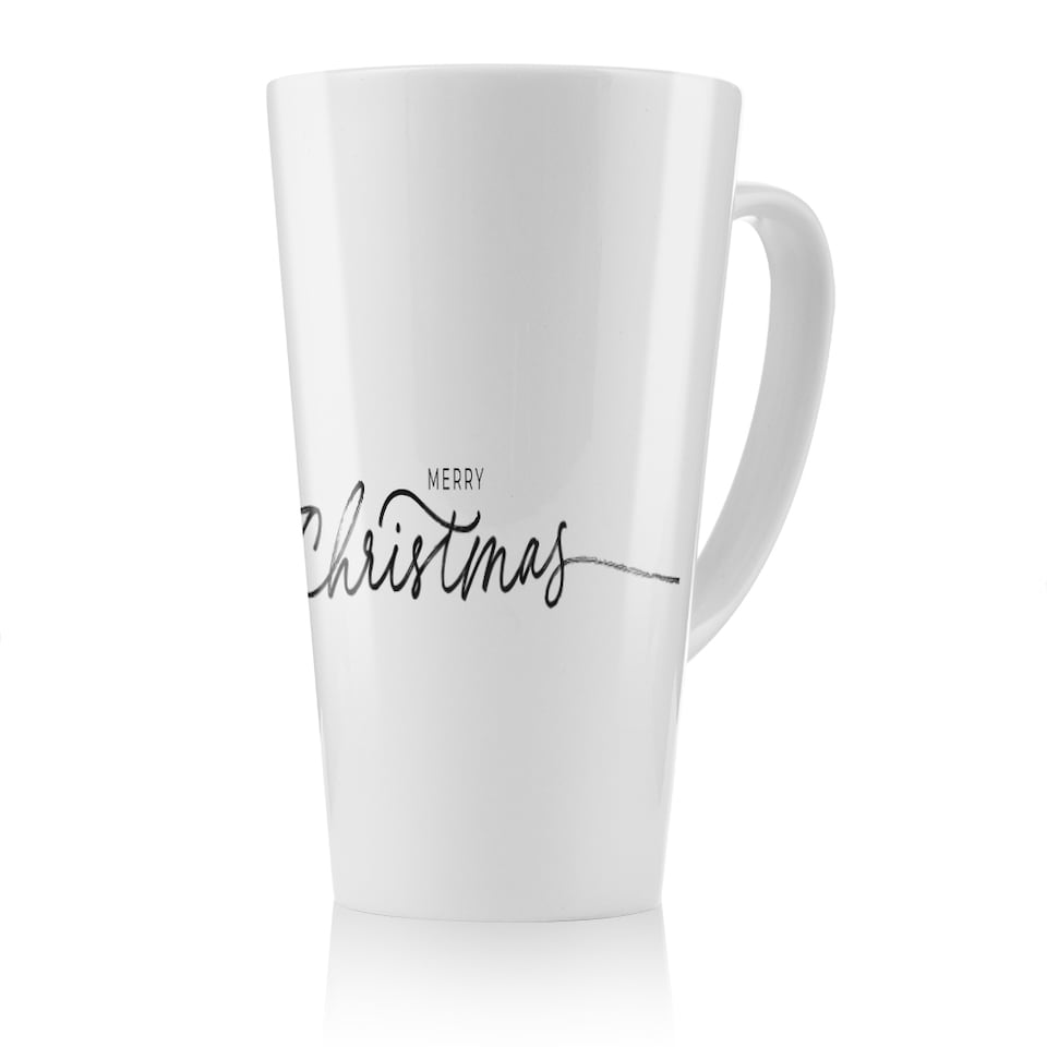image 1 of Merry Christmas Hand Drawn Lettering Dining Latte Mug
