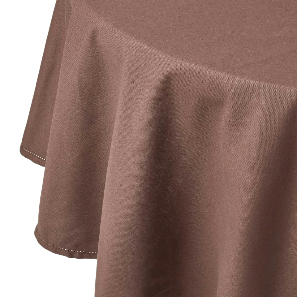 image 1 of Homescapes Chocolate Brown Cotton Round Tablecloth - 178 cm Brown