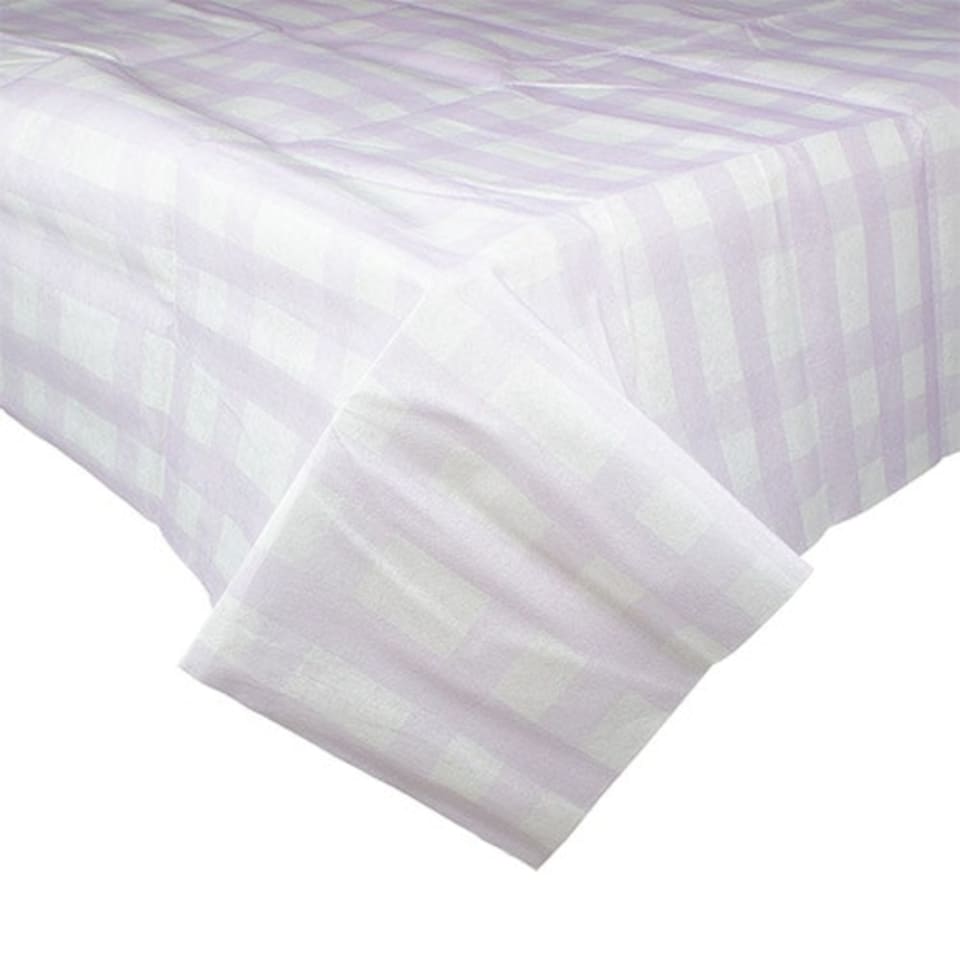 Pastel Lilac Gingham Linen Feel Reusable Plastic Tablecover 1.8m x 1.2m