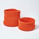 image 5 of Homescapes Burnt Orange Cotton Knitted Round Storage Basket - 37 x 21 cm Orange | M