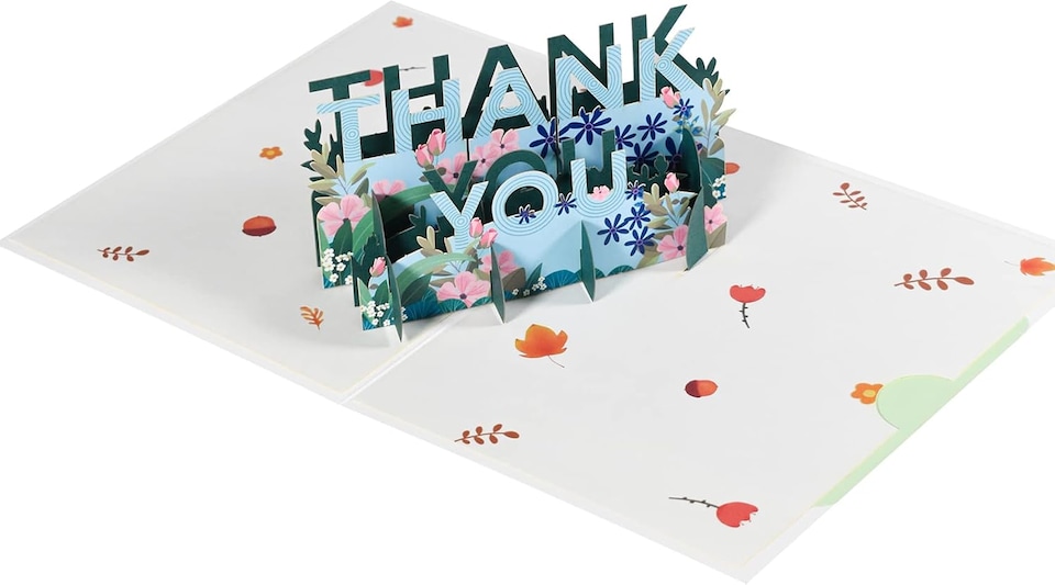 image 1 of Lettering with Floral Blooms 3D Pop Up Thank You Card