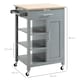 image 5 of HOMCOM Compact Kitchen Trolley Utility Cart on Wheels with Open Shelf & Storage Drawer for Dining Room, Kitchen, Grey