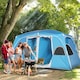 image 2 of Outsunny Camping Tent, Family Tent 4-8 Person 2 Room Easy Set Up, Blue