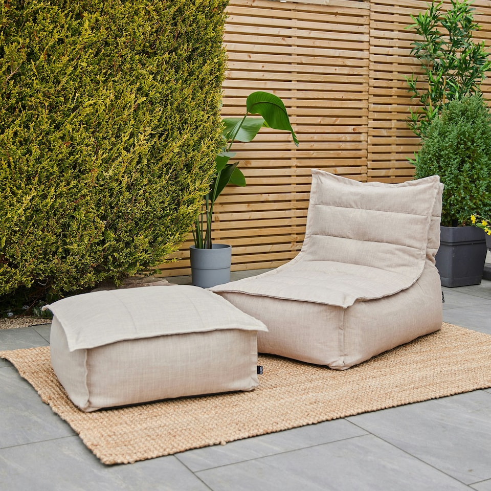 image 1 of icon Dolce Indoor Outdoor Bean Bag Lounger and Footstool Beige Patio Chairs Cream